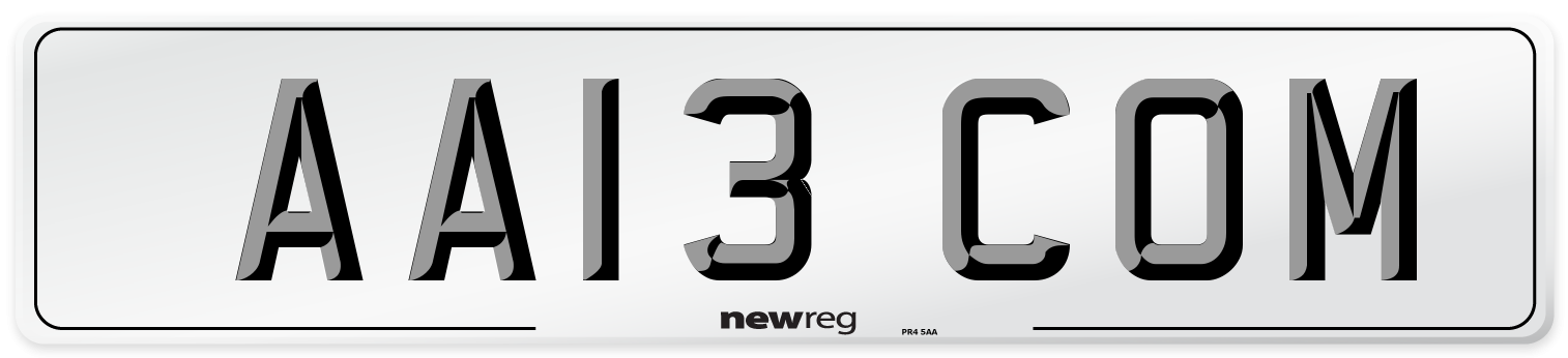 AA13 COM Number Plate from New Reg